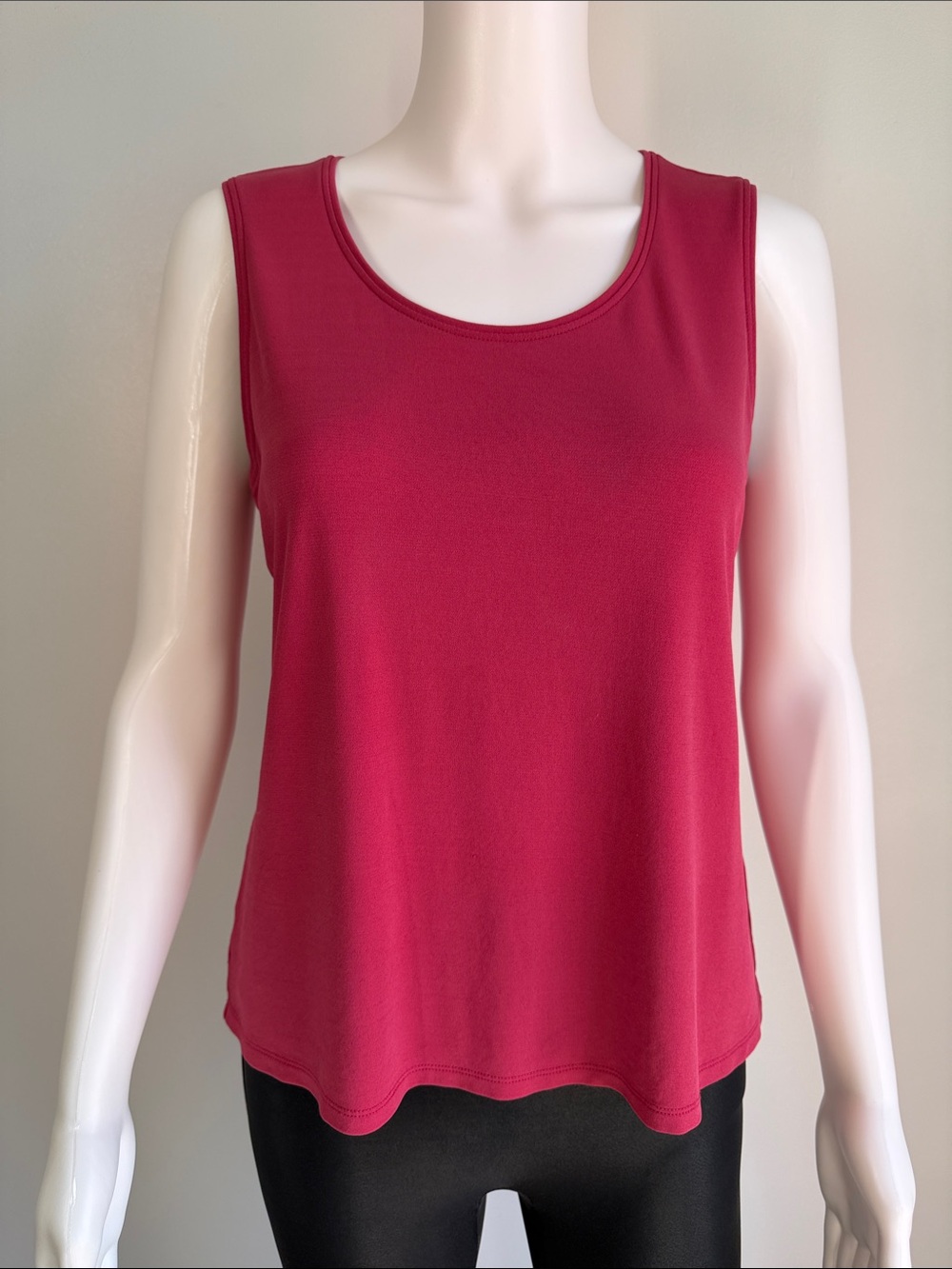Eileen Fisher Stretch Silk Jersey Scoop Neck Tank Raspberry Pink - Size S